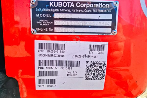 KUBOTA MINI EXCAVATOR K008 2024 - Image 2