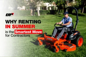 Florida contractor using rental landscaping equipment during summer project